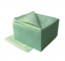 Салфетки бумажные 1-слойные 24х24 зеленые 400 штук в упаковке в коробке 18упаковок