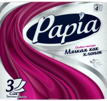 Туалетная бумага "Papia" 3-х сл. 4рул/уп белая 14уп/мешок
