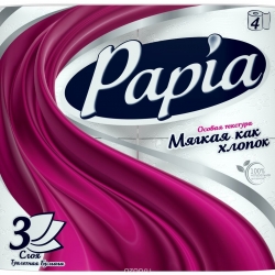 Туалетная бумага "Papia" 3-х сл. 4рул/уп белая 14уп/мешок
