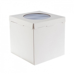 Коробка для торта белая 300х300х300 мм. с окном, в упаковке 10шт.