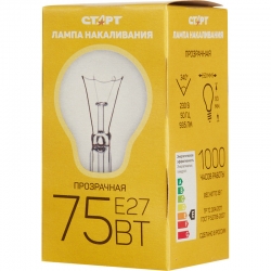 Лампа электрическая СТАРТ стандартная/прозрачная 75W/ E27