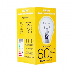 Лампа электрическая СТАРТ стандартная/прозрачная 60W/ E27