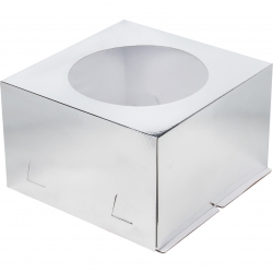 Коробка для торта с окошком 300*300*190мм (Серебро) 50шт.